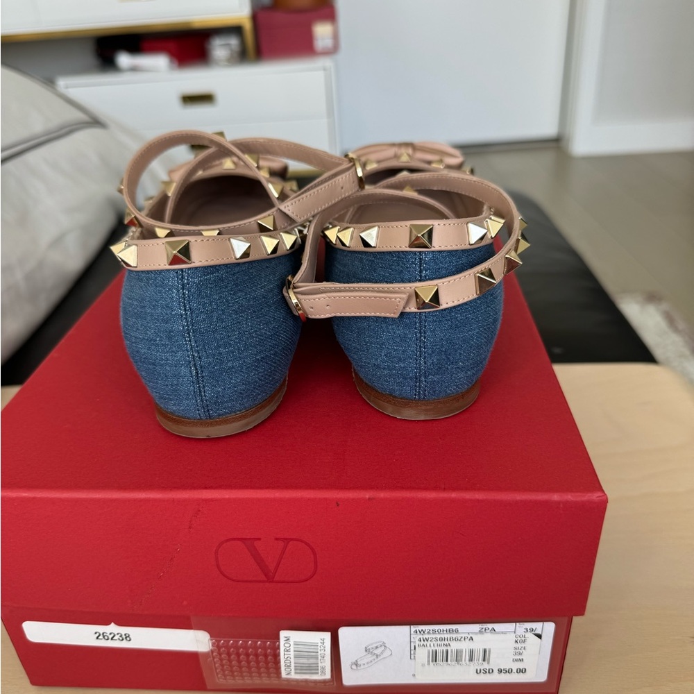 Valentino Garavani Rockstud denim ballerinas - Picture 4 of 8